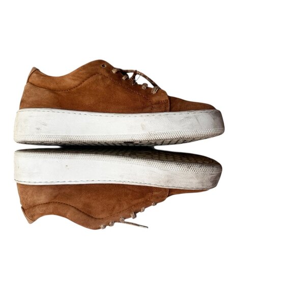 Jenni Kayne Suede Leather Leace Up Platform Sneakers Women 38 7.5 Honey Brown - Picture 11 of 16